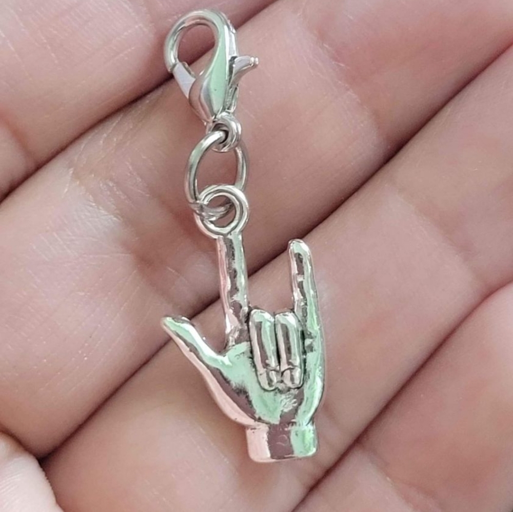 Clip On I Love You Hand Charms Planner dreadlocks